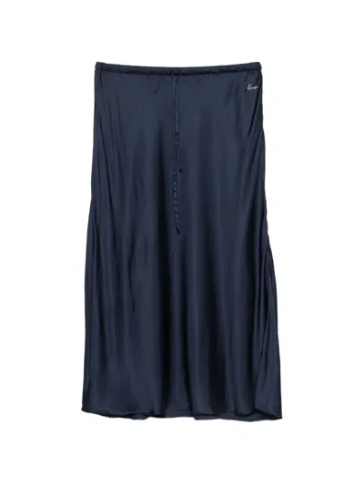 Kenzo Drawstring-waist Logo-plaque Midi Skirt In Blue