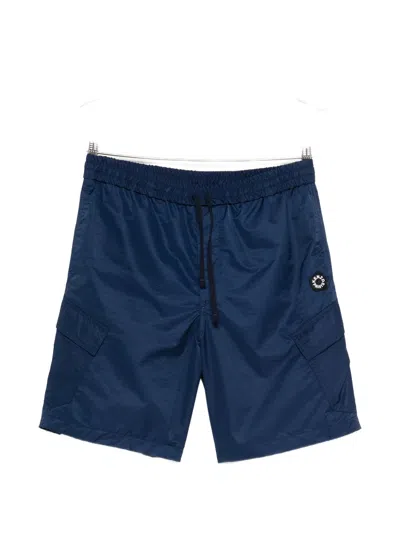 Kenzo Drawstring-waist Pants With Side And Flap Pockets, Embroidered Badge In Blu