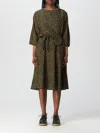 Kenzo Leopard-print Midi Dress In Military