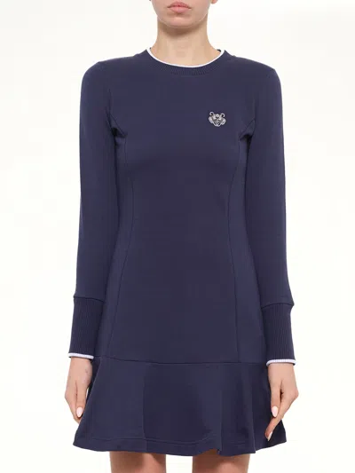 Kenzo Tiger Patch Dress In Blue