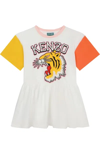 Kenzo Kids' Dress With Print In Avorio