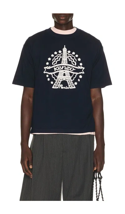 Kenzo Eiffel Tower Design T-shirt In Black