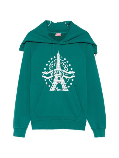 Kenzo Eiffel Tower Graphic Print Hoodie In Animal Print