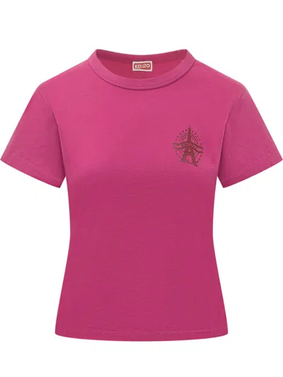 Kenzo Eiffel Tower Graphic T-shirt In Carmine