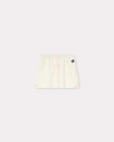 Kenzo Elastic Waist Mini Skirt With Tie & Side Pockets In Bianco
