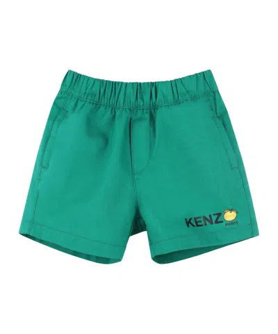 Kenzo Kids' Elastic Waist Shorts In Green