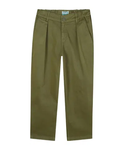 Kenzo Elastic Waist Trousers In Olive Green