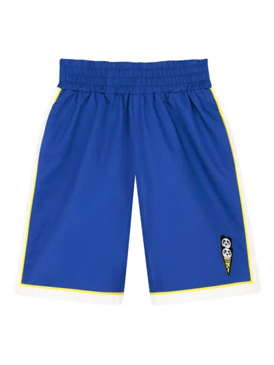 Kenzo Kids' Elasticated-waistband Appliqué Shorts In Blue