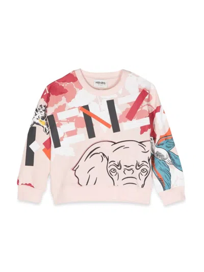 Kenzo Kids' Elephant Crewneck Sweatshirt In Pink