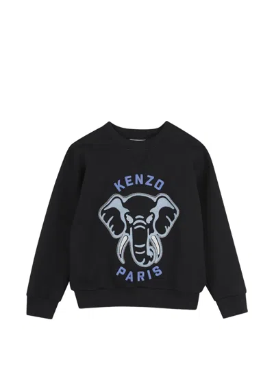Kenzo Kids' Elephant Embroidered Sweatshirt In Black