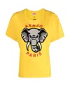 Kenzo Elephant Print T-shirt In Yellow