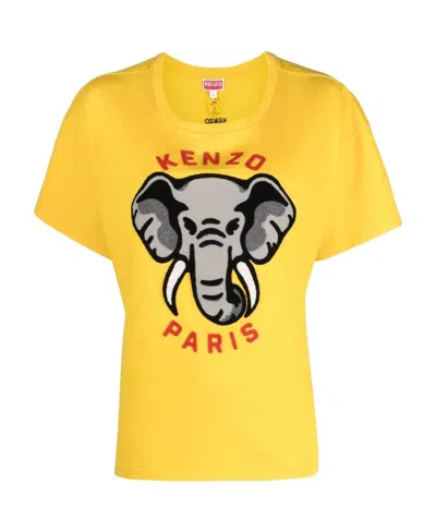 KENZO KENZO MOTIF EMBROIDERED CREWNECK T-SHIRT