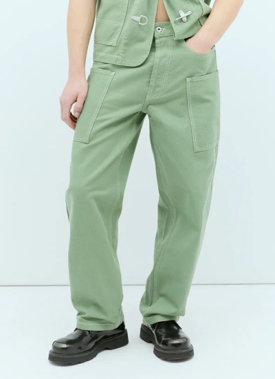 Kenzo Elephant Flag Cargo Trousers In Green