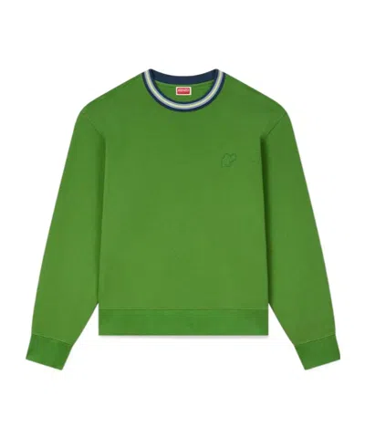 Kenzo ' Elephant Logo' Embroidered Sweatshirt In Cotton In Green