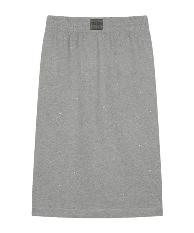 Kenzo ' Elephant Logo' Strass Embroidered Skirt In Cotton