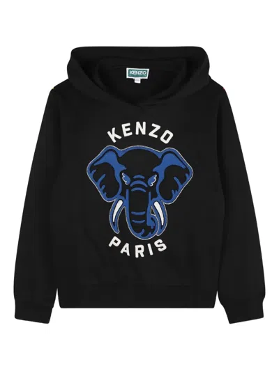 Kenzo Kids' Elephant-motif Hoodie In Black