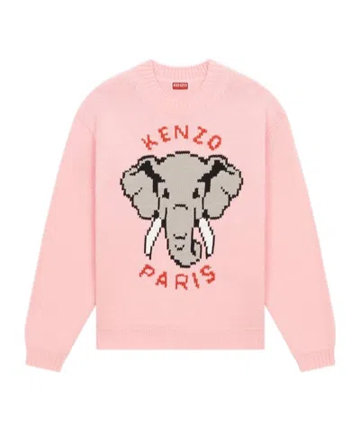 Kenzo Elephant Pattern Sweater In Pink