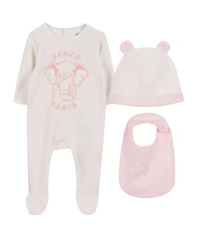 Kenzo Elephant Print Bodysuit Set In Pink
