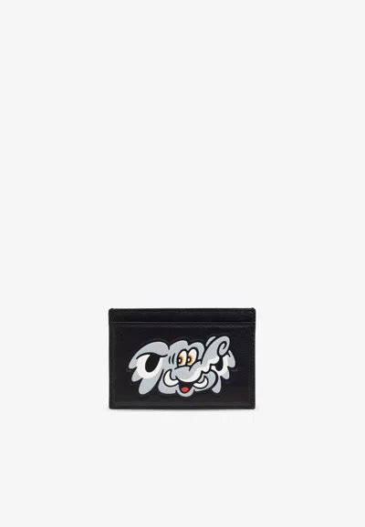 Kenzo Elephant Print Leather Cardholder In Black