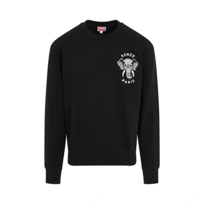 Kenzo Sweatshirt Brodé ' Elephant' Homme Noir In Black