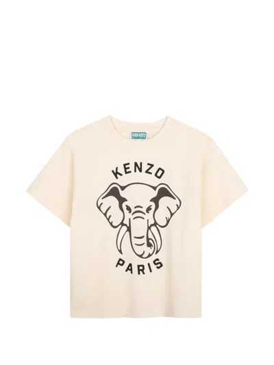 Kenzo Kids' Elephant-print T-shirt In Brown
