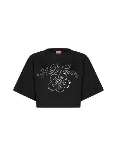 Kenzo Embellished Cropped T In Black