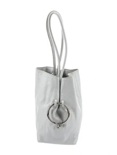 Pre-owned Kenzo Embossed Leather Bucket Bag In Silver