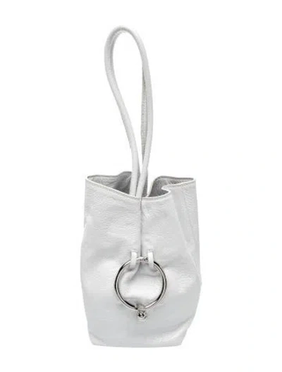 Pre-owned Kenzo Embossed Leather Bucket Bag In Silver