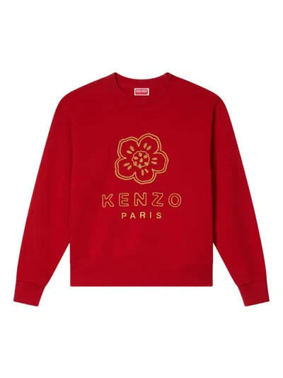 Kenzo Boke Flower Embroidered Sweatshirt In Red