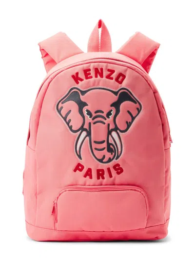 Kenzo Kids' Embroidered Canvas Backpack In Pink