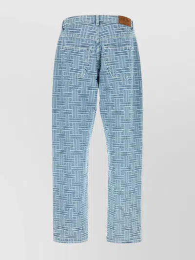 Kenzo Embroidered Cotton Denim Jeans With Belt Loops In Blue