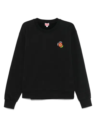 Kenzo Logo-embroidered Crewneck Sweatshirt In Black