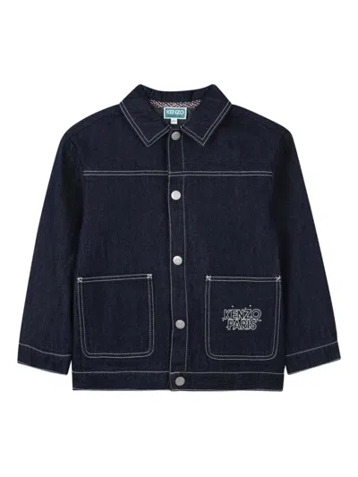 Kenzo Embroidered Denim Jacket In Blue