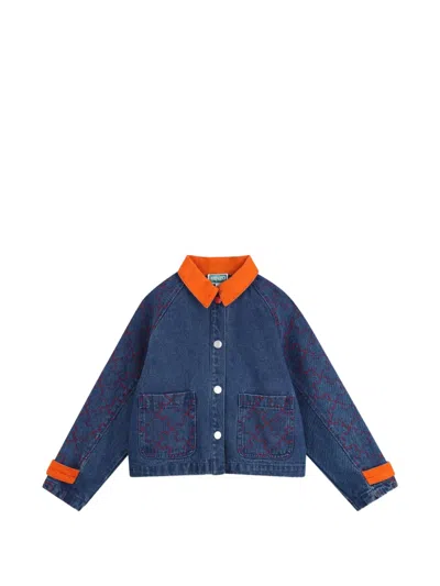 Kenzo Kids' Embroidered Denim Jacket In Blue