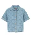 Kenzo Blue Embroidered Denim Shirt In Bleachedbluedenim