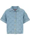 Kenzo Blue Embroidered Denim Shirt In Blue