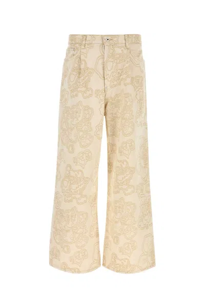 Kenzo Embroidered Denim Wide-leg Jeans