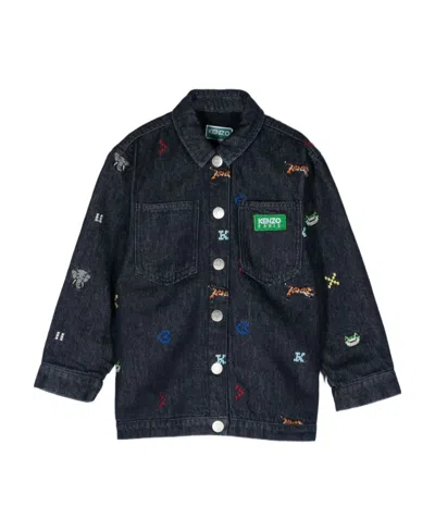 Kenzo Embroidered-design Cotton Jacket In Black
