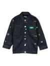 Kenzo Kids Logo-patch Long Sleeve Denim Jacket In Blue
