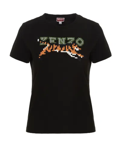 Kenzo Embroidered-design T-shirt In Black