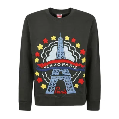 Kenzo Embroidered Eiffel Tower Long Sleeve Sweater