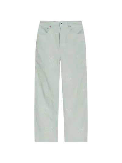 Kenzo Embroidered Five-pocket Jeans In Blue