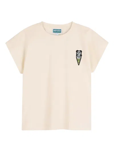 Kenzo Kids' Embroidered Graphic T-shirt In Neutral