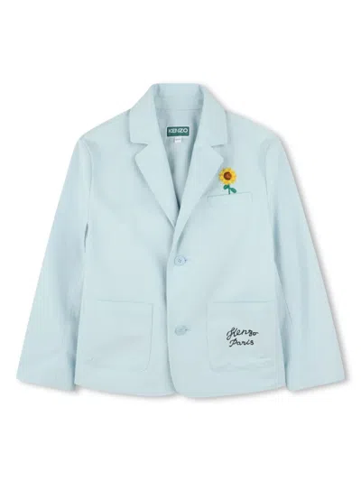 Kenzo Kids' Embroidered-logo Blazer In Blue