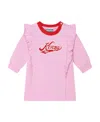 Kenzo Embroidered-logo Cotton Dress In Pink