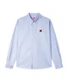 Kenzo Collared Shirt With Long Sleeves And Buttoned Cuffs In Blue