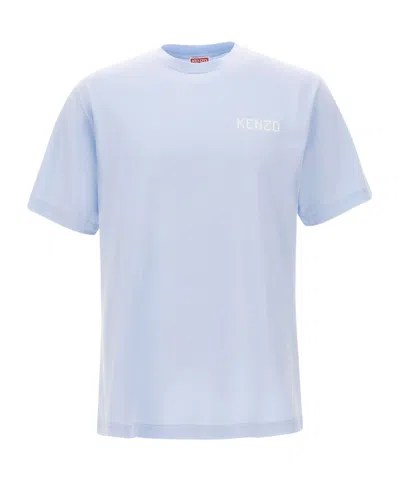 Kenzo Embroidered-logo Cotton T-shirt In Blue