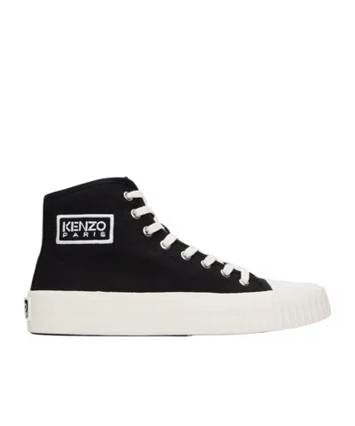 Kenzo Embroidered Logo Patch High Upper Board Shoes In Black
