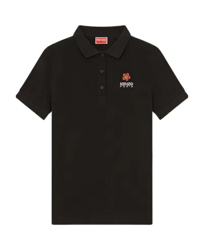 Kenzo Embroidered-logo Polo Shirt In Black