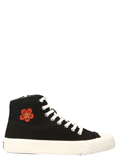 Kenzo Embroidered Logo Sneakers In Black